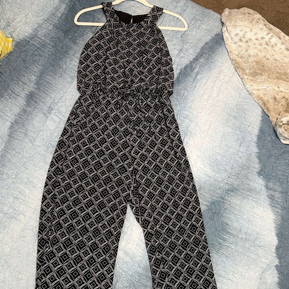 6. Enfocus Studio Black and White Patterned Jumpsuit